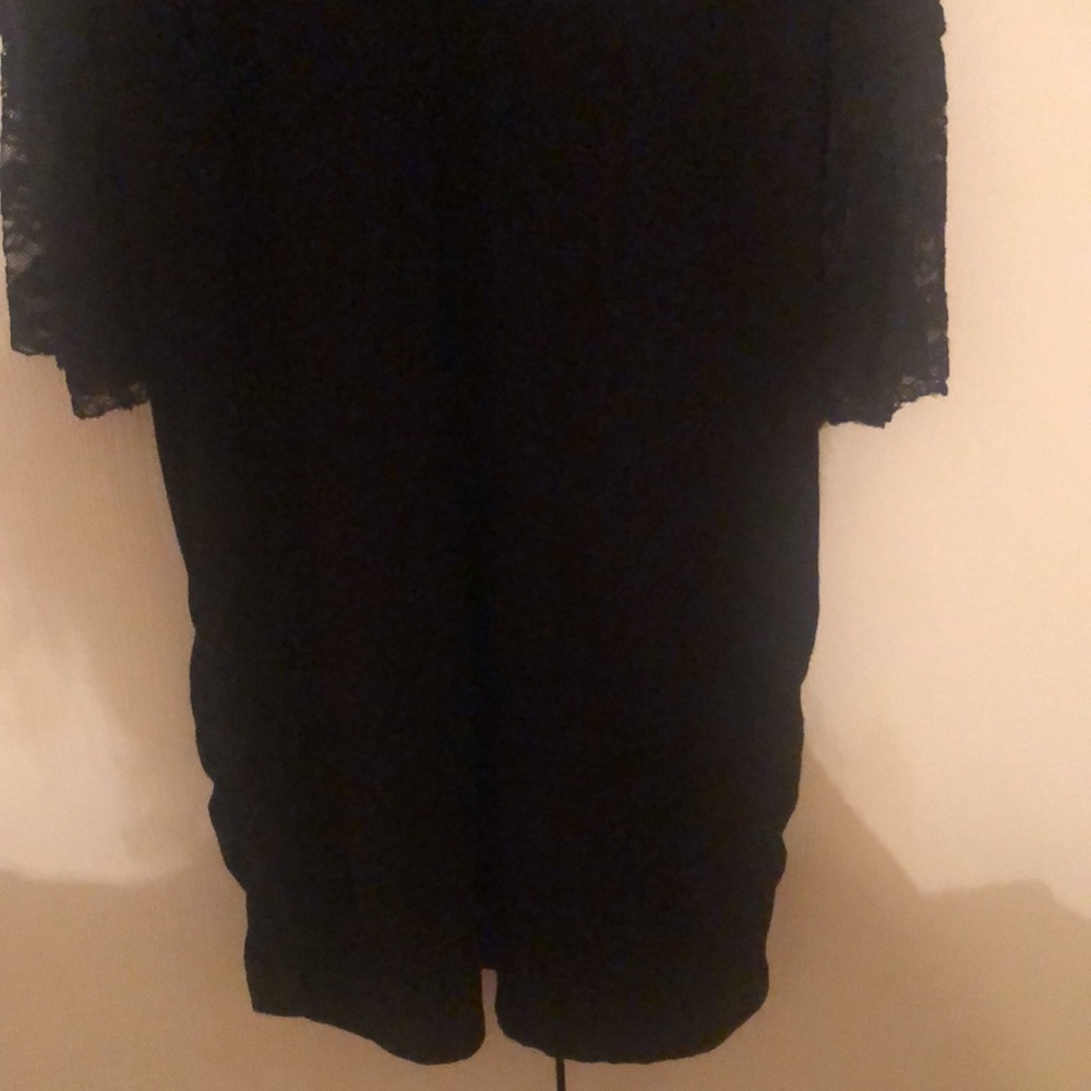 Alison Andrews rayon ruched 1x black dress 3/4 bell lace sleeve - Picture 4 of 11
